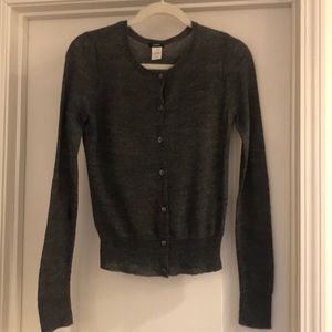J. Crew gray cardigan with crystal buttons